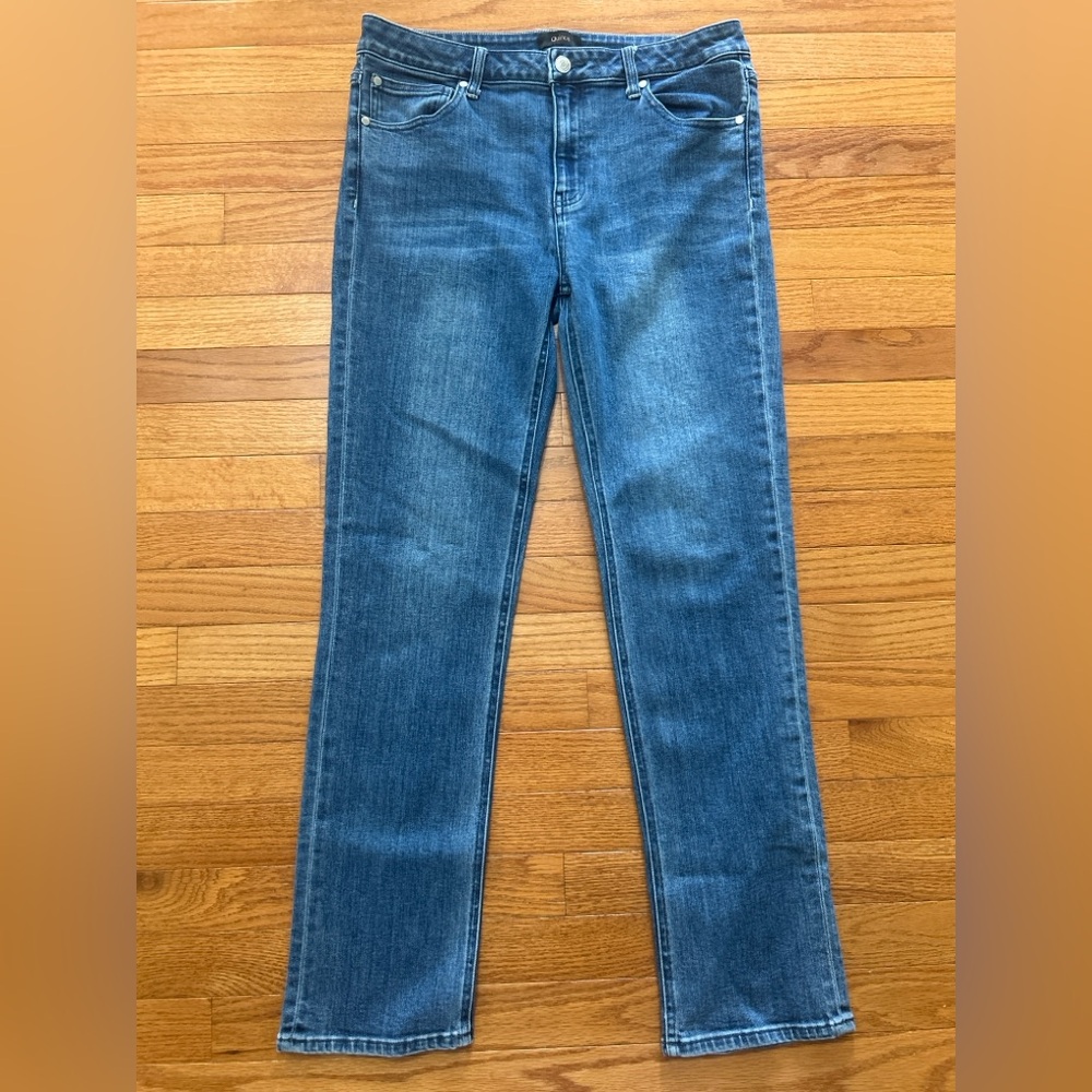 Quince Jeans Womens 31 Stretch Mid Rise Slim Straight Organic Cotton Medium Wash